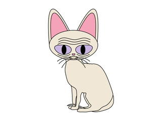 Funny sphinx cat, doodle cartoon