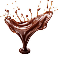 Melted Chocolate Dribbling Down a Surface Isolated on Transparent or White Background, PNG