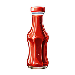 Ketchup Bottle with Red Cap Isolated on Transparent or White Background, PNG