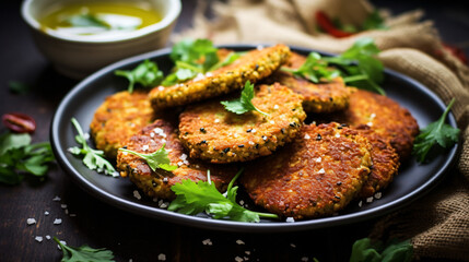 Vegan millet and potato fritters