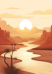 mountain desert beautiful sand nature illustration landscape background travel sky wild summer sunset