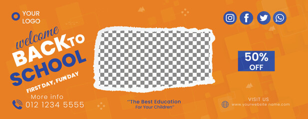 Element social media post facebook cover with kids admission template 11