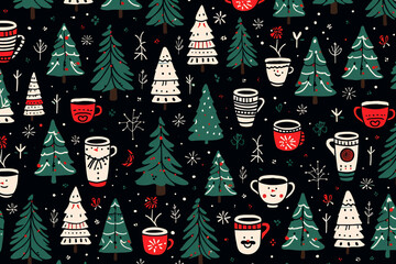 Christmas and coffee pattern