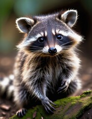 Baby racoon portrain in the forest