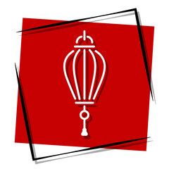 Chinese lantern red banner in frame. Vector illustration.