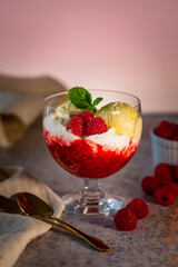 Ice cream dessert in the bowl