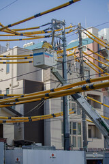 東京の赤坂6丁目の電線をカバーする仕事