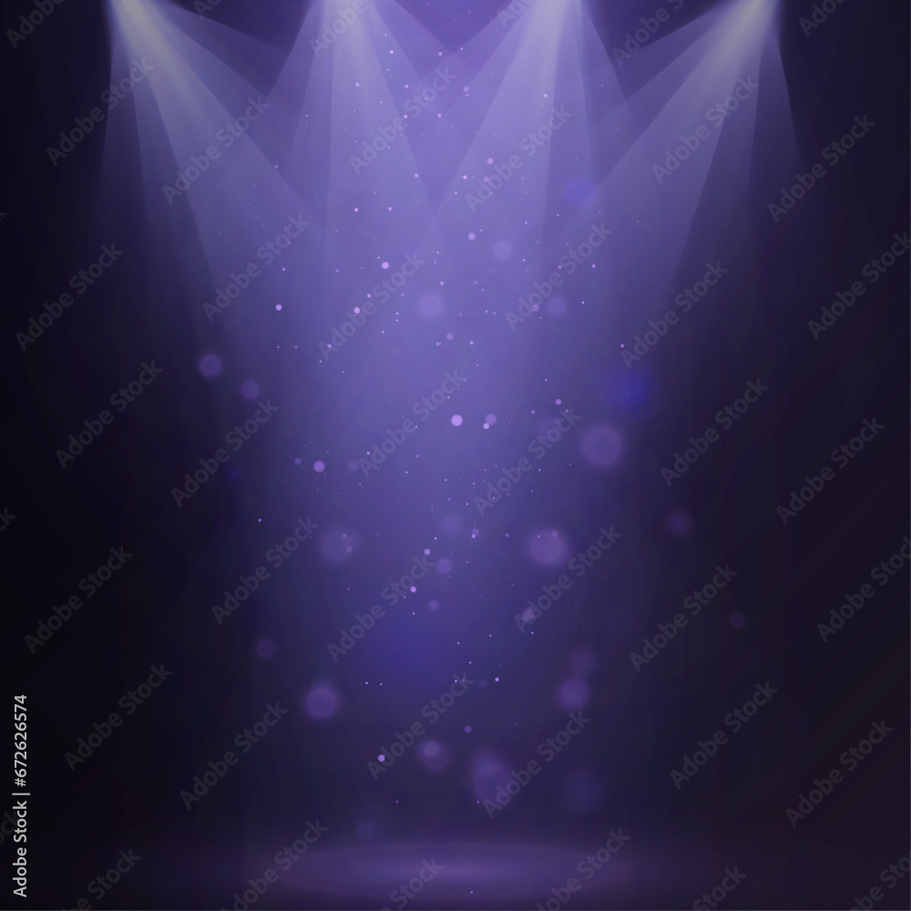 Poster light sources, concert lighting, stage spotlights. spotlight beam with the effect of bright dust of 