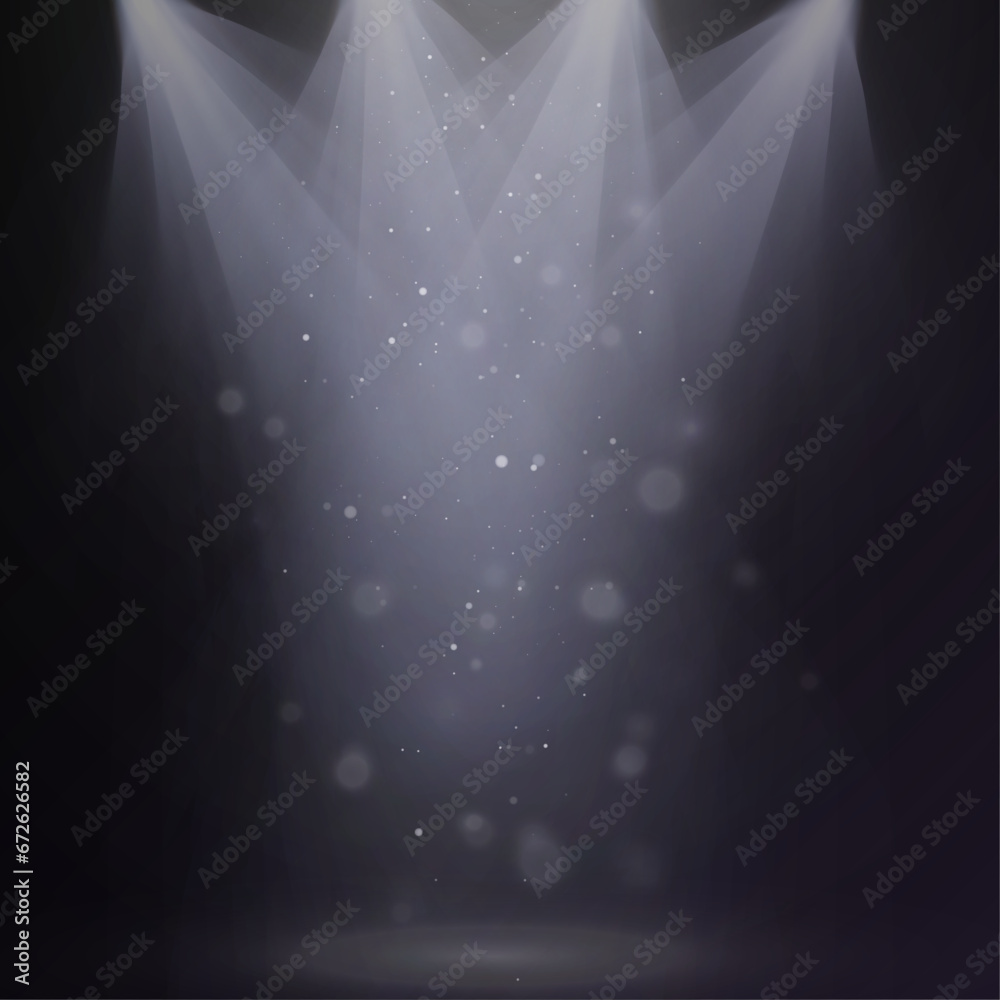 Poster light sources, concert lighting, stage spotlights. spotlight beam with the effect of bright dust of 