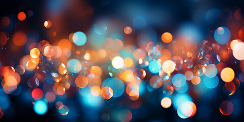 bokeh from an LED multicolored garland - obrazy, fototapety, plakaty