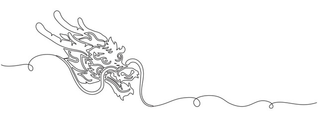 Illustration of a dragon chinese of line art vector - obrazy, fototapety, plakaty