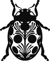 Ladybug hand drawn vector clip art element, folk inspired beetle drawing, insect decoration, isolated. © Kati Moth