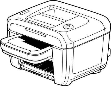 black and white printer, office equipment clip art preview