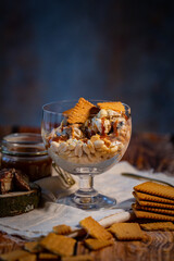 Ice cream dessert in the bowl