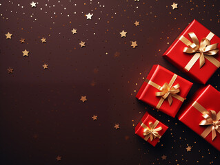 background with red gifts new year Christmas holiday celebration