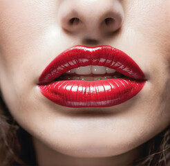 Fototapeta premium close up lips of woman with lipstick 