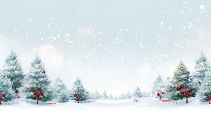 Fototapeta premium christmas landscape background snow with gift box, decoration, copy space, xmas celebration background