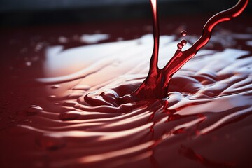 Close-up of spilled red wine. Generative AI - obrazy, fototapety, plakaty