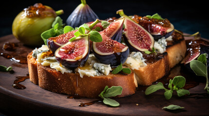 Grilled bread with gorgonzola figs