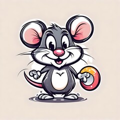 A vector style illustration of a happy cute mouse caricature