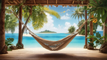 Beautiful tropical scene with hammock