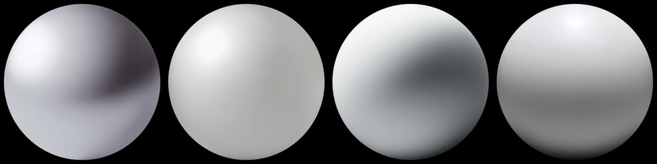 3d white ball set on black background isolated. Smooth surface.