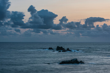 Lovely Summer sunset landscape image of Lizard Point in Cornwall UK during colourful dusk