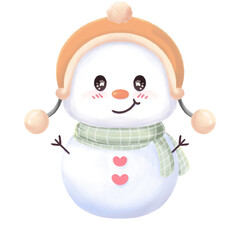 A watercolor cute snowman