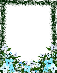 Winter Floral Frame. Spring Border clipart.