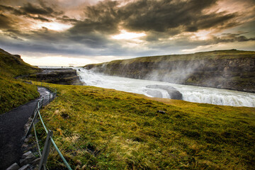 Gullfoss, the most powerful waterfall in Europe, Iceland.