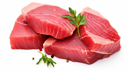 Fresh tuna steaks isolated on white background
. Made with generative ai