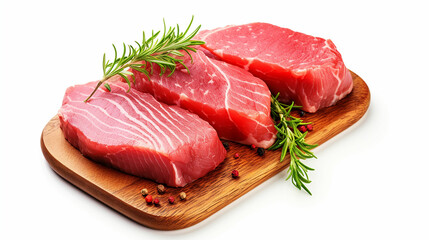 Fresh tuna steaks isolated on white background
. Made with generative ai