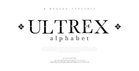 ULTREX Typography technology electronic future creative font. Alphabet designs fonts set a to z. Decorative rounded fonts typeface. - obrazy, fototapety, plakaty