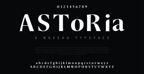ASTORIA Abstract Fashion font alphabet. Minimal modern urban fonts for logo, brand etc. Typography typeface uppercase lowercase and number. vector illustration