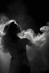 portrait of a woman in smoke 