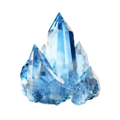 Blue crystal chunk isolated on transparent background,transparency 