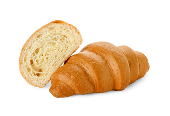 Delicious croissants isolated on white. Freshly baked pastries