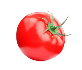 One red ripe tomato isolated on white