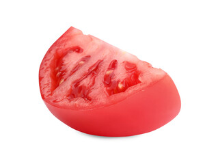 Piece of red ripe tomato isolated on white
