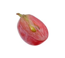 Half of ripe red grape isolated on white