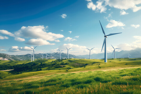 wind turbines renewable energy sources images promote the transition to clean energy solutions as a way to combat global warming.