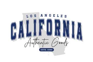 Los Angeles, California t-shirt design. Slogan t-shirt print design in American college style. Athletic typography for tee shirt print in university and college style. Vector - obrazy, fototapety, plakaty