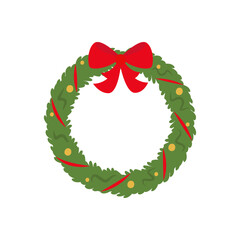 Christmas wreath simple icon. Vector flat cartoon illustration isolated on white background © Cavid