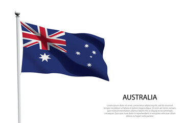 National flag Australia waving on white background - obrazy, fototapety, plakaty