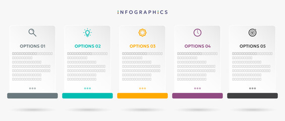 Fototapeta premium Modern business infographic template with 5 options or steps icons.