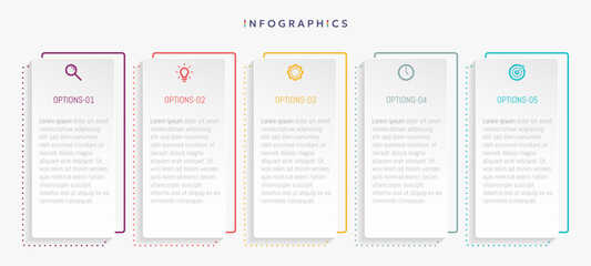 Modern business infographic template with 5 options or steps icons. - obrazy, fototapety, plakaty