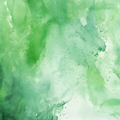 Green abstract grunge background. Watercolor stains. Macro. Green art background with copy space for your design. Wide banner.  - Generative AI