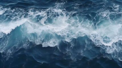 Fototapeta premium Spectacular Aerial Ocean View: Calm Blue Waters, Single Wave in Deep Sea - Drone Photo Backdrop, Ocean Water