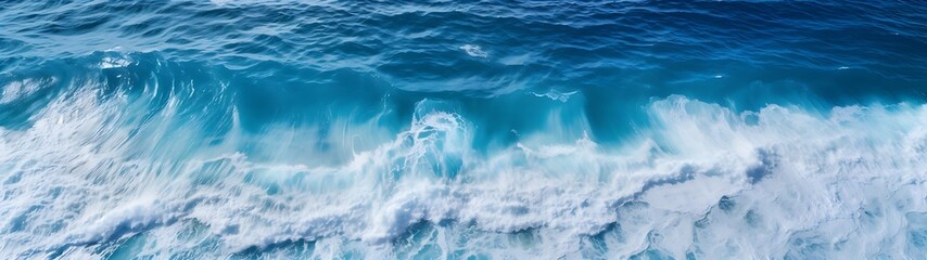 Fototapeta premium Spectacular Aerial Ocean View: Calm Blue Waters, Single Wave in Deep Sea - Drone Photo Backdrop, Ocean Water
