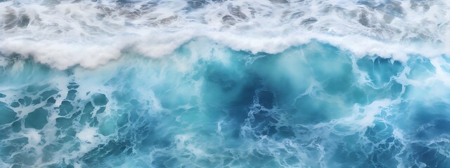 Fototapeta premium Spectacular Aerial Ocean View: Calm Blue Waters, Single Wave in Deep Sea - Drone Photo Backdrop, Ocean Water